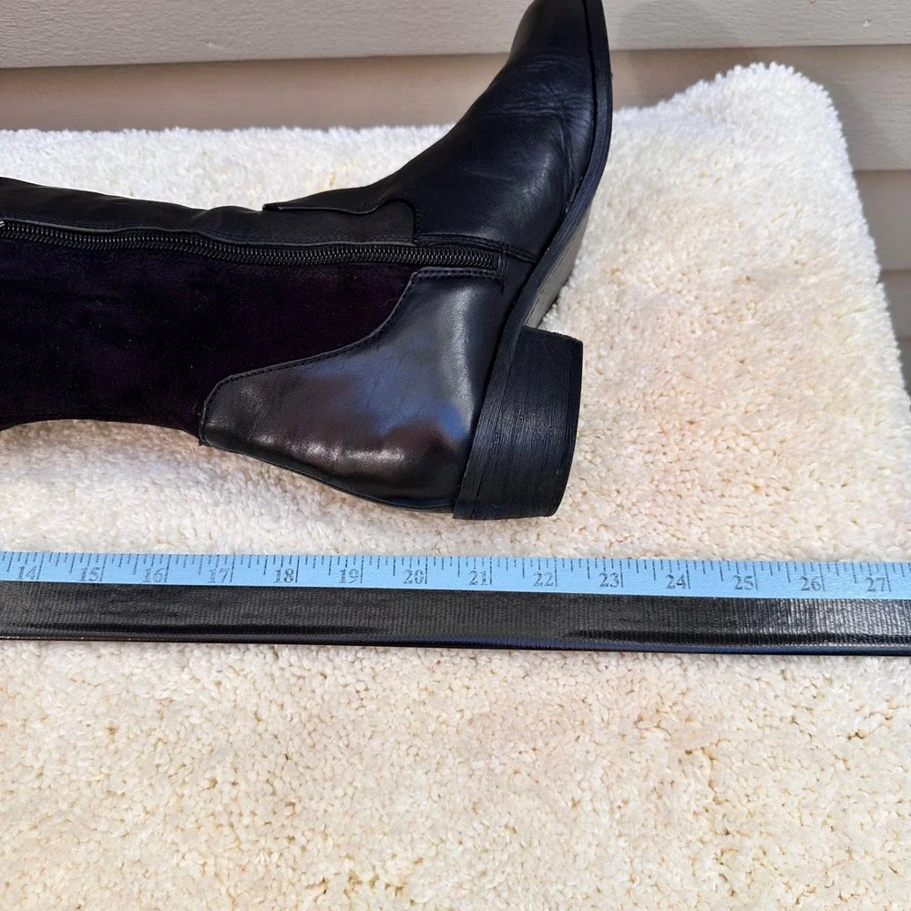 Sam Edelman Jacob Black Leather Over The Knee Boots Womens 8M Low Block Heel